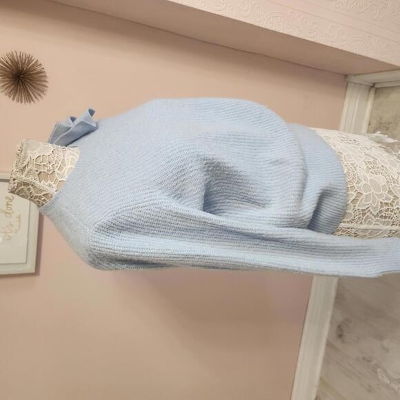 Flawless Ted Baker Baby Blue sweater with bow 3 8 Medium - Picture 2 of 7